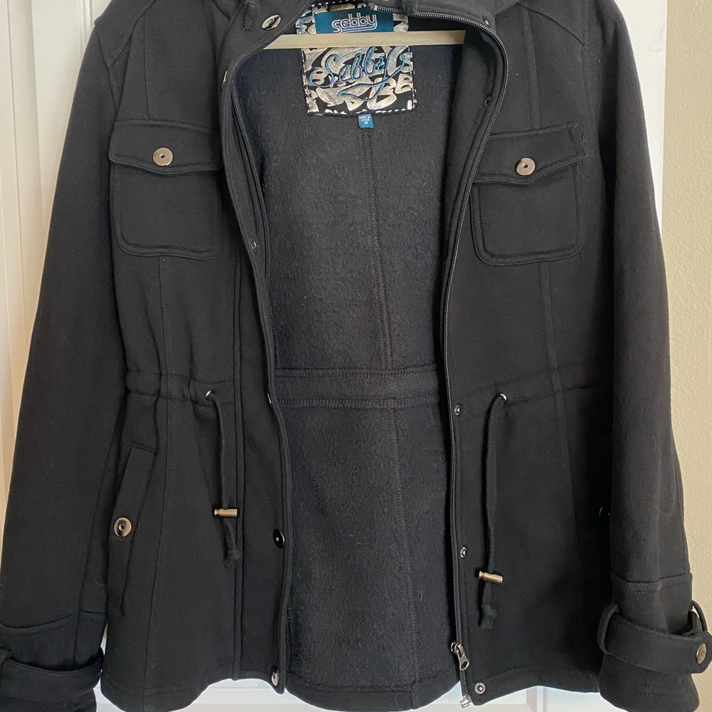 Gently worn women’s black hoodie jacket.